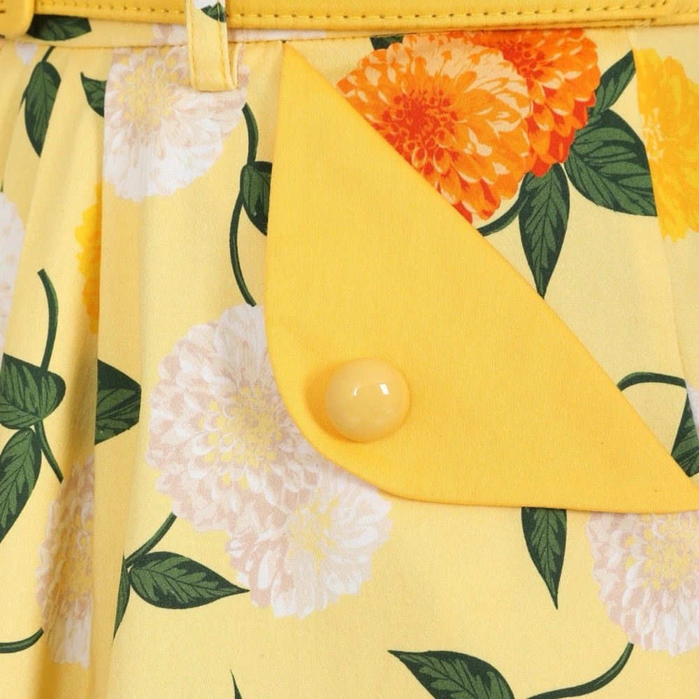 Collectif Dakota Sunny Yellow Floral Swing Skirt US 16 1X - Picture 12 of 15